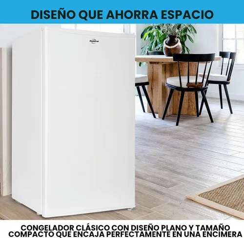 Vista 6 de Koolatron Refrigerador compacto con congelador, 3.2 pies cúbicos (91L), blanco, diseño de respaldo plano que ahorra espacio, puerta reversible