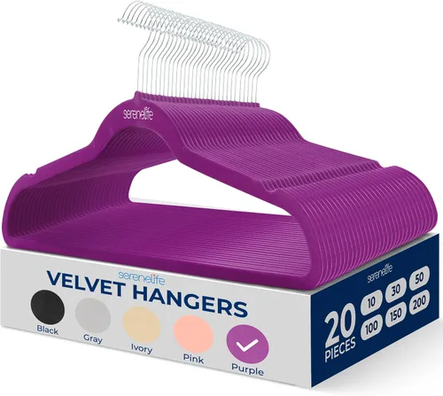 Vista 17 de SereneLife Paquete de 10 Perchas para Ropa de Terciopelo – Perchas Antideslizantes para Ropa con Diseño de Servicio Pesado, Perchas Delgadas que