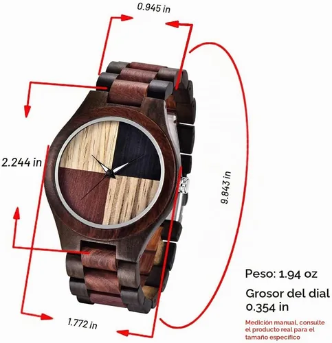 Vista 7 de Wooden Watches for Men Handmade Colorful Bamboo Engraved Wood Watch Analog Quartz Men's Wooden Watch Cus-Q1230