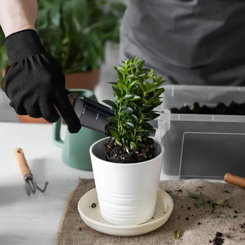Vista 5 de PERWIN Hori Hori - Cuchillo de jardín, herramientas de jardín con funda, hoja de acero inoxidable de 6 pulgadas con borde de corte, mango ergonómico