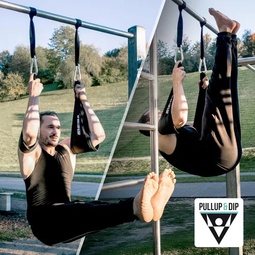 Vista 4 de PULLUP & DIP Correas abdominales, eslingas abdominales prémium para entrenamiento abdominal, correas acolchadas de entrenamiento para abdominales