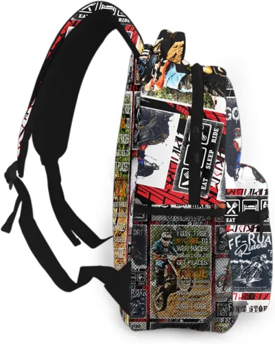 Vista 3 de Nerxy Mochila de motocicleta para niños y niñas, bolsa de regalo de bicicleta de regreso a clases, bolsa de libros de motocross, Moto, Mochilas