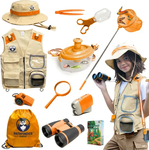 Vista 12 de Kit de Explorador Infantil con Chaleco y Sombrero de Safari para Niños de 7 a 12 Años - Disfraz de Safari y Vestirse como Guardián de Zoológico