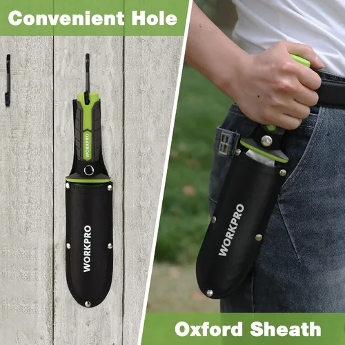 Vista 5 de WORKPRO Hori Hori - Cuchillo de jardín, hoja de acero inoxidable de 7 pulgadas con borde de corte, herramientas de jardín con funda Oxford, mango