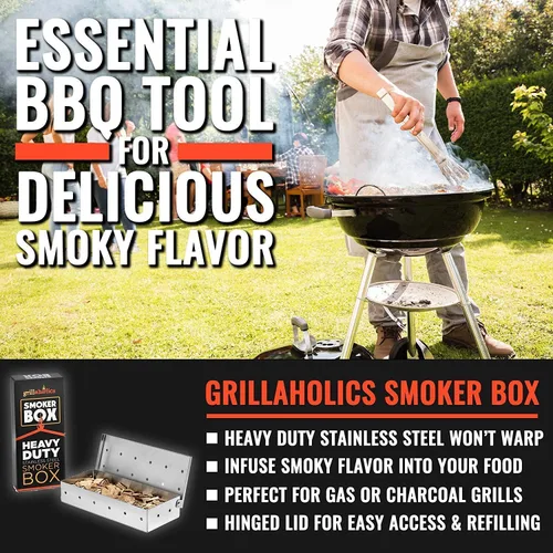 Vista 7 de Grillaholics Paquete de ahumador para principiantes, incluye alfombrilla de malla de acero inoxidable para ahumar