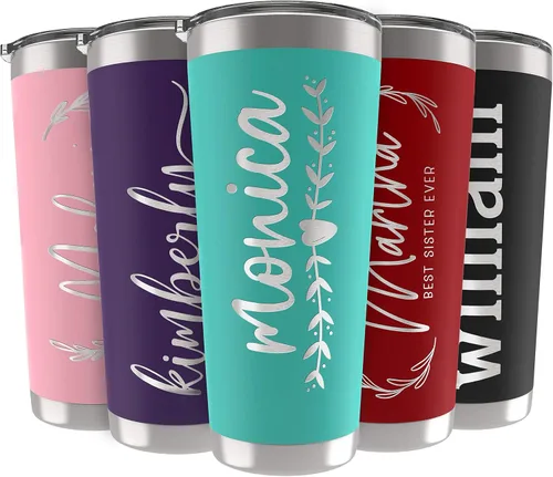 Vista 12 de Vasos personalizados, vaso de acero inoxidable de 20 onzas con tapa 13 diseños diferentes Tazas personalizadas de doble pared aisladas para café