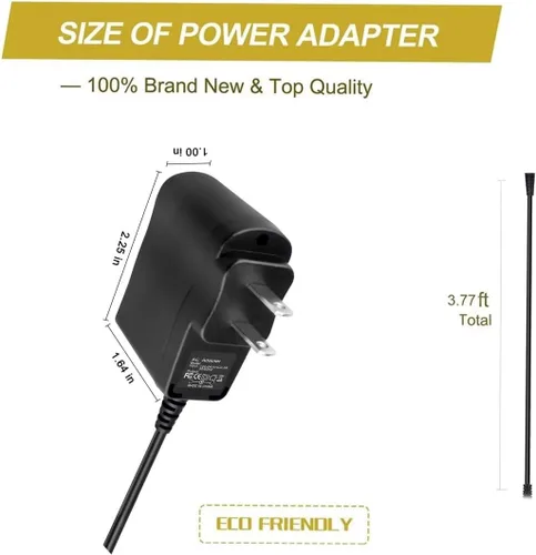 Vista 4 de Adaptador de repuesto AC/DC para First Alert DW-700 D-520 Sistema de grabación de seguridad inalámbrico digital para interior/exterior, cable
