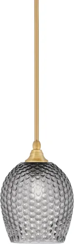 Vista 139 de Toltec Lighting Tallo Colgado Mini colgante, acabado de cobre negro, 3.5" cuadrado humo burbuja vidrio