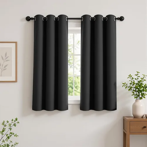 Vista 55 de Cortinas de oscurecimiento de habitación de 45 pulgadas de largo para dormitorio y sala de estar, cortinas térmicas aislantes con ojales