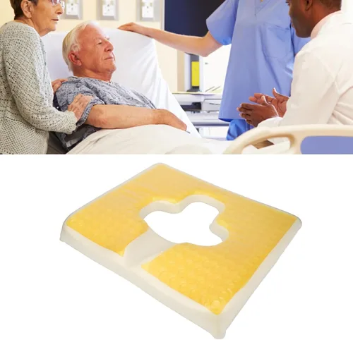 Vista 4 de Luqeeg Almohadilla para úlceras de decúbito en forma de T para ancianos, diseño de pendiente triangular, cojín de espuma viscoelástica de gel
