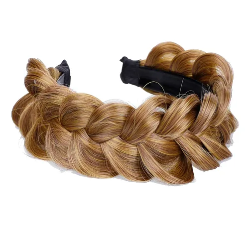 Vista 4 de Diadema trenzada de pelo sintético, aro de pelo clásico, grueso, ancho, trenzado, peluca de trenzas esponjosas, accesorio de belleza para mujeres