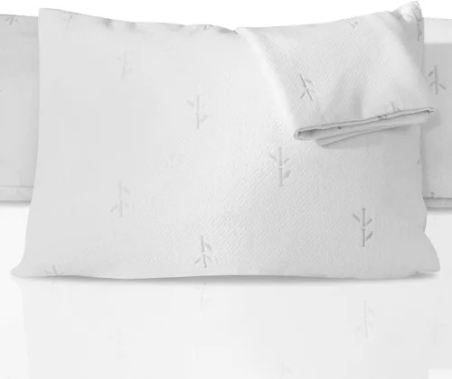 Vista 6 de FeelAtHome Funda de almohada de enfriamiento impermeable de 65 % poliéster y 35 % rayón derivado de bambú, 20 x 54 pulgadas (almohada corporal), muy