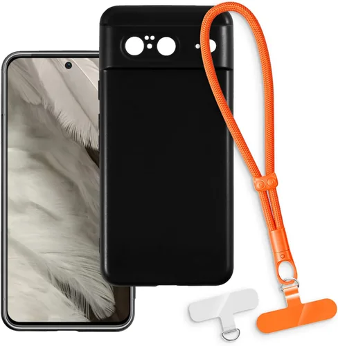Vista 14 de Estuche y correa de muñeca para Pixel 8 - transparente+negro Funda protectora 2 en 1 para teléfono de 6.2 pulgadas con cordón desmontable y Funda