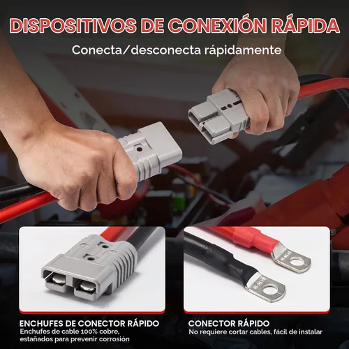 Vista 5 de FIERYRED Cables de puente de conexión rápida de calibre 0 de 30 pies, cables de refuerzo resistentes de 1200 A con bolsa de viaje, cable de arranque