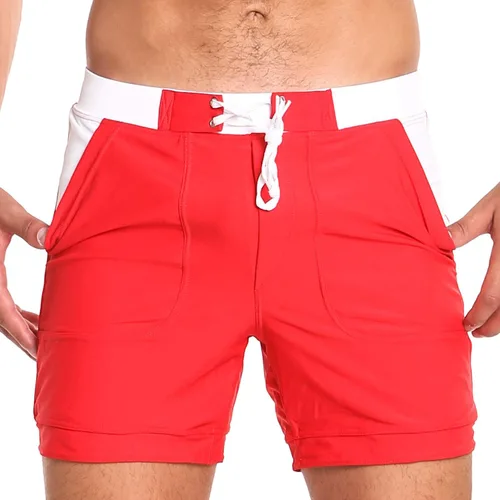 Vista 10 de Taddlee Traje de baño para hombre, trajes de baño sólidos básicos largos boxeadores Azul