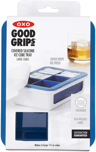 Vista 7 de OXO Good Grips – Bandeja de silicona apilable para cubitos de hielo con tapa – cubo grande
