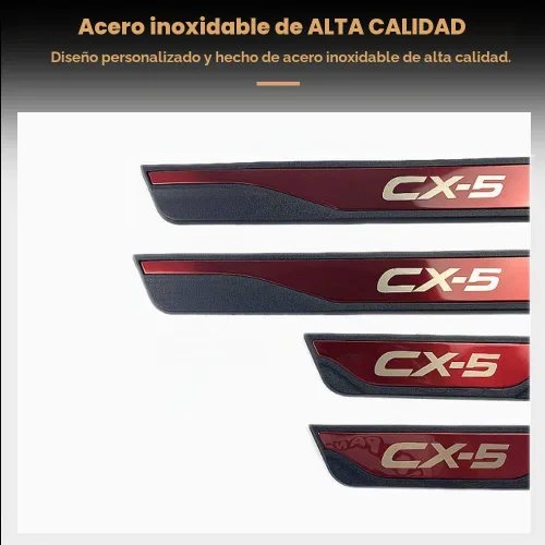 Vista 3 de para Mazda CX-5 CX5 2013-2025 4 piezas de acero inoxidable defensa del umbral de la puerta antiarañazos protector de parachoques puerta cubierta Rojo