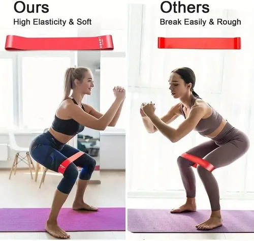 Vista 2 de Juego de 5 bandas de resistencia para hombres y mujeres, bandas elásticas sin látex para entrenamiento, glúteos, piernas, pilates, entrenamiento