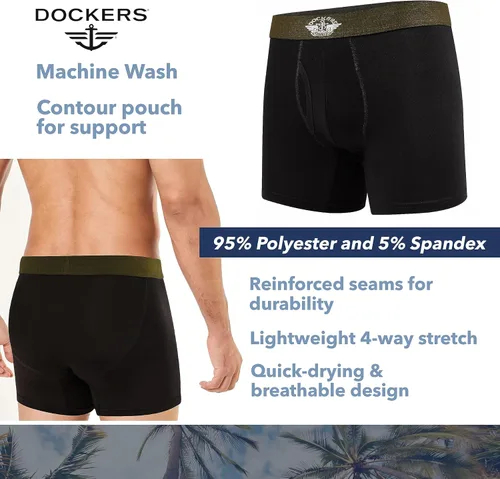 Vista 5 de Dockers Calzoncillos tipo bóxer de microfibra para hombre, paquete de 4