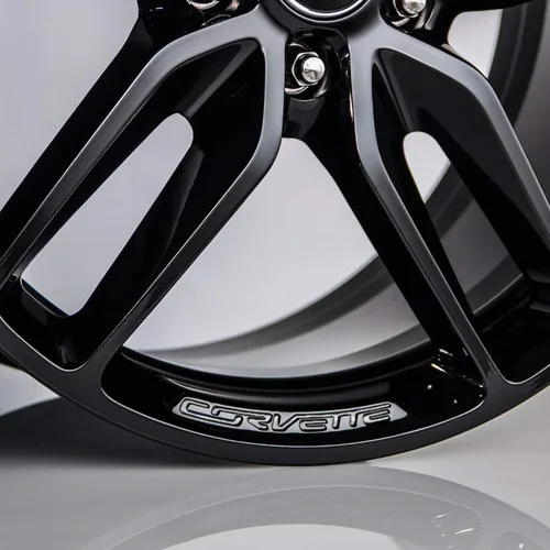 Vista 8 de Bogar Tech Designs Calcomanías de vinilo para inserción de rueda compatibles con C7 Corvette Stingray Z51 2014-2019 - Negro brillante