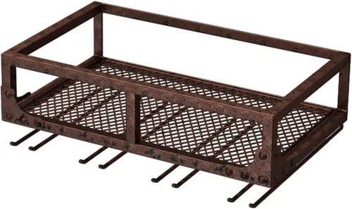 Vista 10 de Shelves Wine Rack Wall Mounted Bar Shelves with Wine Glass Holder Liquor Shelf Mini Bar Glass Shelves Whiskey Shelf Wall Bar Cabinet Metal Bar