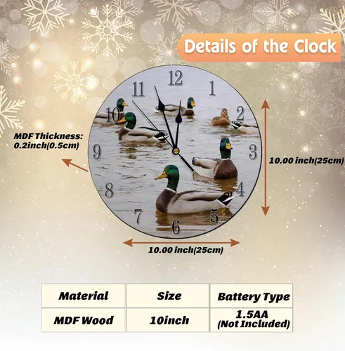 Vista 2 de Bantam Ducks Reloj de pared silencioso de 10 pulgadas, estilo 4, unisex