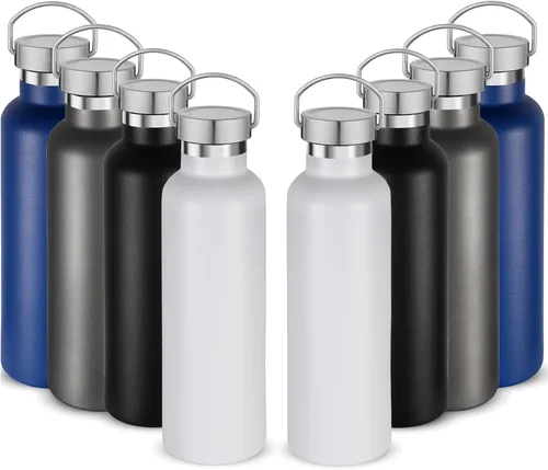 Vista 10 de Volhoply 24 onzas Botella de agua aislada con boca estándar con tapa de combinación de plástico y acero inoxidable, botellas de agua de 304 18/8