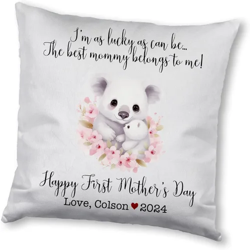 Vista 6 de Happy Mother's Day Koala Design, First Mother's Day Custom Pillowcase, Personalized Mother's Day Pillowcase, Gift for Mom, Home Decor