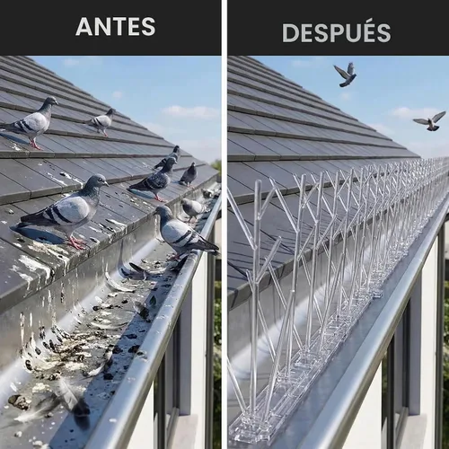 Vista 2 de Aspectek - Púas para pájaros, disuasorio de palomas de plástico de 10 pies para repisas al aire libre, picos duraderos de policarbonato