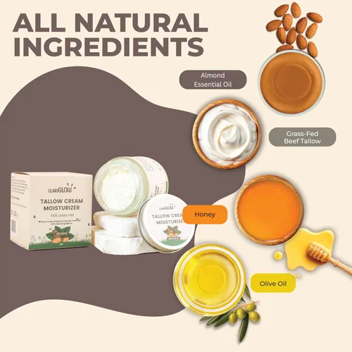 Vista 3 de Crema hidratante facial de sarga de ternera batida Crema de bálsamo facial 100% alimentado con pasto para piel de ternera Loción Bálsamo