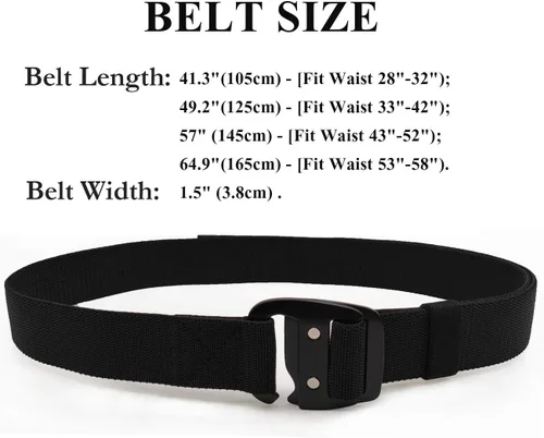 Vista 5 de WYuZe Mens Tactical Belt Military Elastic Stretch Duty Riggers Belt Metal Buckle