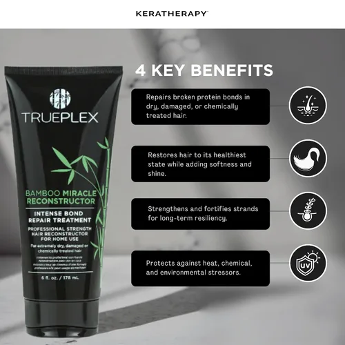 Vista 4 de KERATHERAPY Bamboo Miracle Reconstructor Bond Repair Tratamiento, 6 onzas, 6.0 fl oz – Protección térmica vegana y fortalecedor del cabello