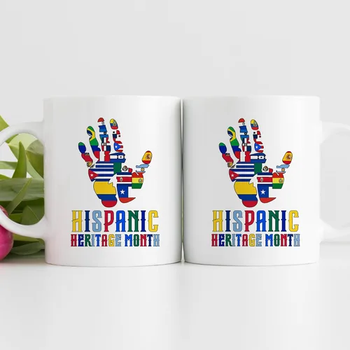 Vista 2 de TODOLIA -11Oz- Taza de café del mes de la herencia hispana, taza de café de la herencia hispana 2024, taza de regalo latina española, taza