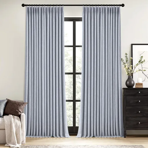 Vista 23 de MIULEE - Cortinas de lino beige con pliegues a presión 100% opacas para dormitorio, cortinas de ventana con memoria y bloqueo de luz para oscurecer