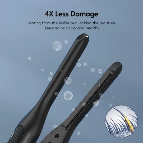 Vista 2 de Terviiix Plancha plana de lápiz para cantos y cabello corto, alisador de pelo pequeño de 3/10 pulgadas para hombres, mini plancha plana de cerámica