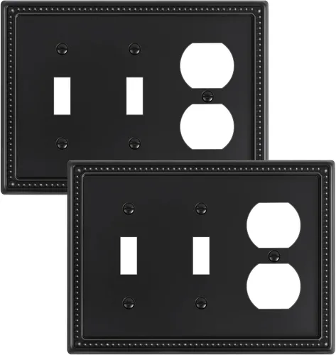 Vista 143 de Paquete de 2 cubiertas de placa de interruptor de luz de doble palanca, cubiertas decorativas de placa de doble interruptor Pearls, placa de pared