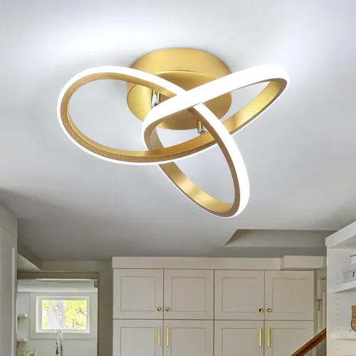 Vista 15 de CANEOE Moderna lámpara LED de techo, luz diurna blanca de 4500 K, lámpara de techo semiempotrada para dormitorio, baño, cocina, balcón, lavandería