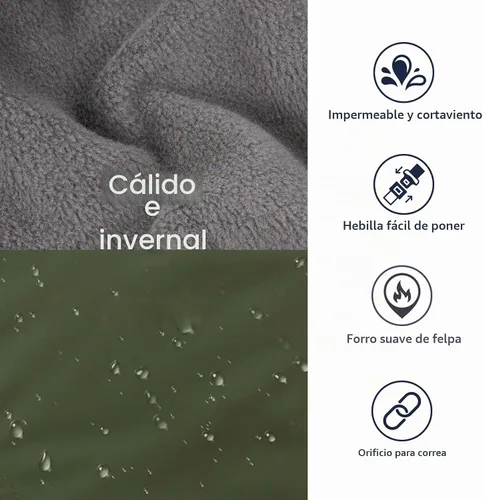 Vista 3 de IECOii - Abrigo extracálido para perro, chaqueta reflectante ajustable, invernal, suave, cuello alto, hebilla, forro de vellón, para clima frío