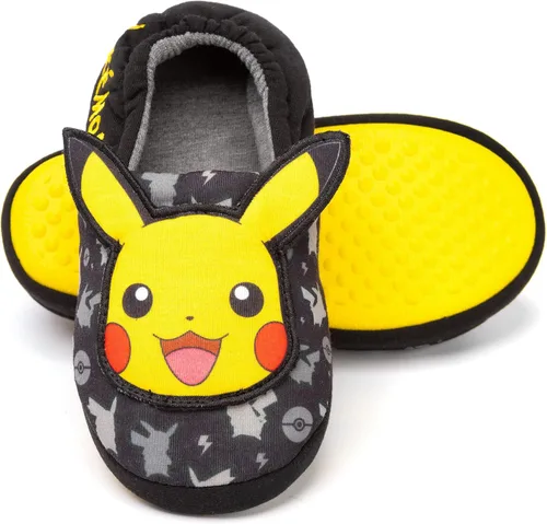 Vista 7 de Pokemon Pantuflas para niños Pikachu Pokeball color negro para casa