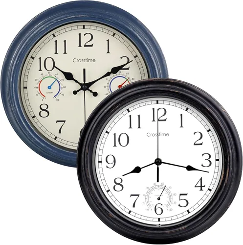 Vista 11 de Crosstime - Reloj de pared retro de 12 pulgadas para interiores y 12" azul