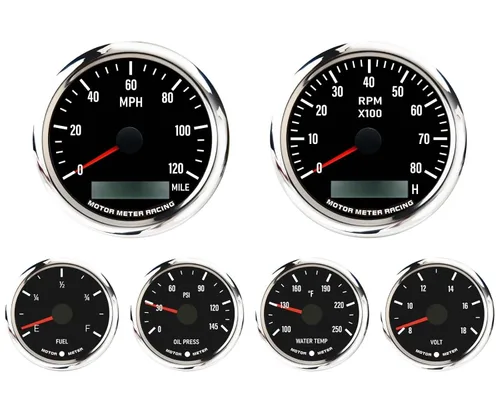 Vista 16 de MOTOR METER RACING - Juego de medidores para motores clásicos (juego de 6 medidores)