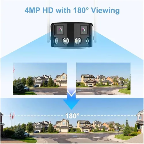 Vista 3 de Cámara de seguridad WiFi de doble lente de 4MP de 180° EE. UU.
