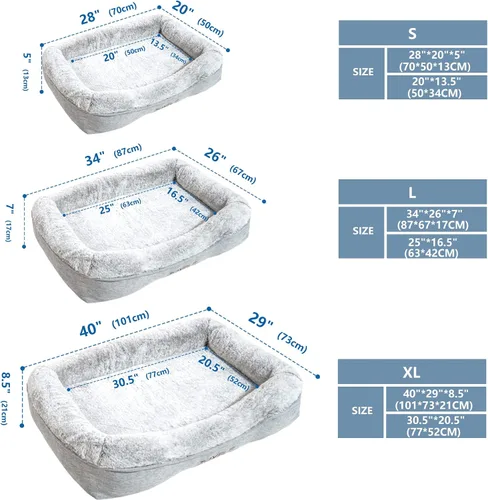 Vista 2 de JOYELF Cama ortopédica grande de espuma viscoelástica para mascotas con funda lavable, diseño independiente con forro impermeable incluido