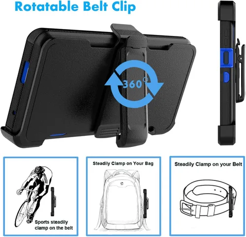 Vista 5 de Njjex Funda para Moto Edge Plus 2023, para Motorola Edge+ 5G UW 2023/Edge 40 Pro/Edge X40 con clip para cinturón, protector de cuerpo completo