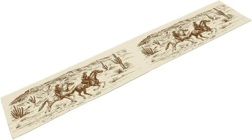 Vista 8 de Camino de mesa de lino de algodón, cuchillo de cocina occidental, tenedor, colección de mesa rectangular, desierto salvaje oeste americano