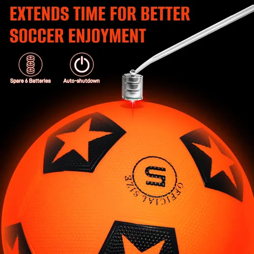 Vista 6 de Balón de fútbol iluminado, pelota de fútbol que brilla en la oscuridad con LED, juegos de equipo deportivo nocturno de tamaño 5, regalos