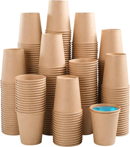 Vista 12 de BYSNOW Paquete de 200 vasos de papel kraft de 10 onzas, tazas de café de papel desechables, tazas de café marrones sin blanquear para bebidas