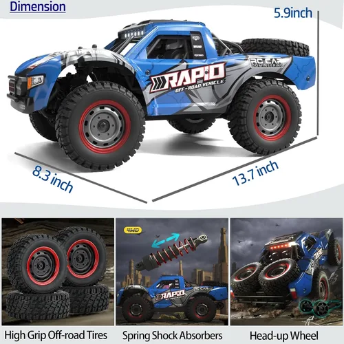 Vista 2 de Autos RC 1:14 Camión RC 30 MPH 4WD Auto de Control Remoto Todo Terreno Carro Trofeo para Adultos Niños Juguetes Rápidos Todoterreno RC Buggy Big