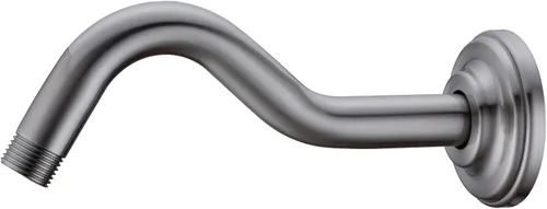 Vista 9 de Brazo de ducha curvo en forma de "S" de 8 pulgadas con brida, extensión de cabezal de ducha de acero inoxidable de repuesto, brazo de tubo