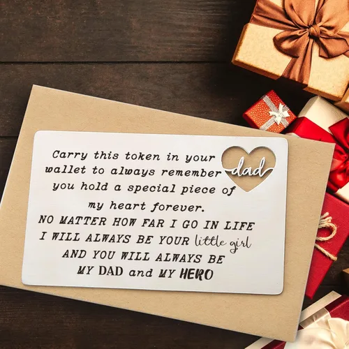 Vista 23 de YODOCAMP Tarjeta de billetera con texto en inglés "Thank You Dad", tarjeta de cartera grabada para mi papá de hija e hijo, cumpleaños, día